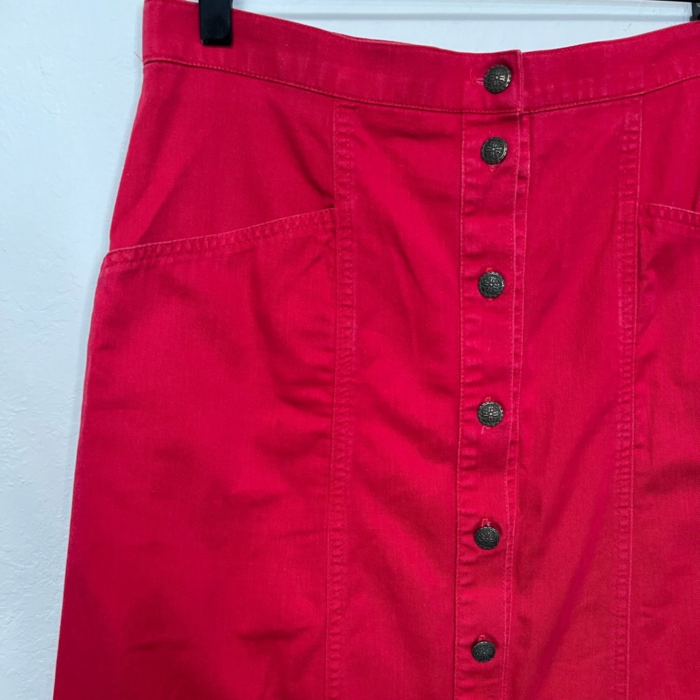 Vintage River Ridge Trading Co Red Button Front Maxi Skirt - Picture 2 of 11